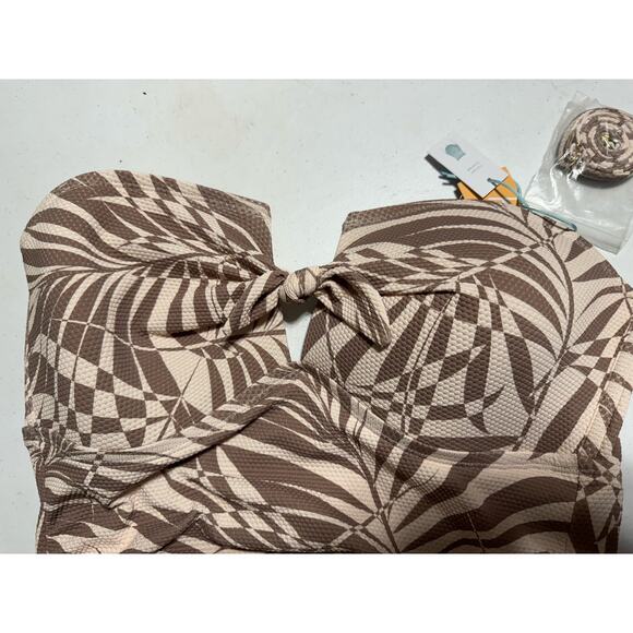 Kona Sol Neutral Palm Leaves One Piece Swimsuit XL 16 - Picture 6 of 6